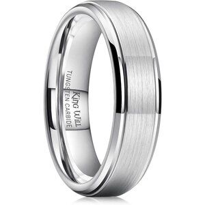 King Will Basic Tungsten Wedding Band for Men Silver Size 15